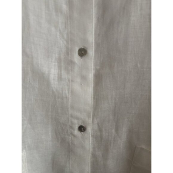 NEW 90s Large White Button Up Shirt Oversized Pocket Long Sleeve Linen Top 2X - Picture 5 of 11
